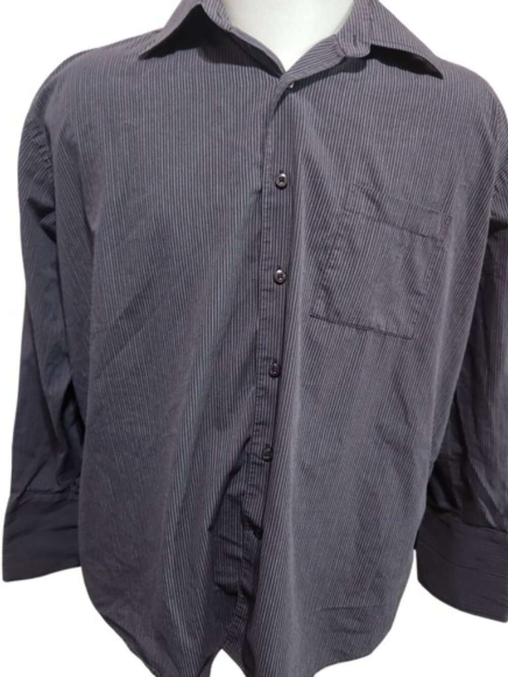 Bellissimo Mens Long Sleeve Pinstripe Button Up Shirt cufflink 17.5 XL